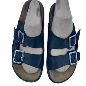Donald Pliner Hayden-BV Black Suede Leather comfort sandals 9M